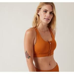 Athleta Ultimate Zip Front Bra A-C – Foliage Orange - Women's Medium
